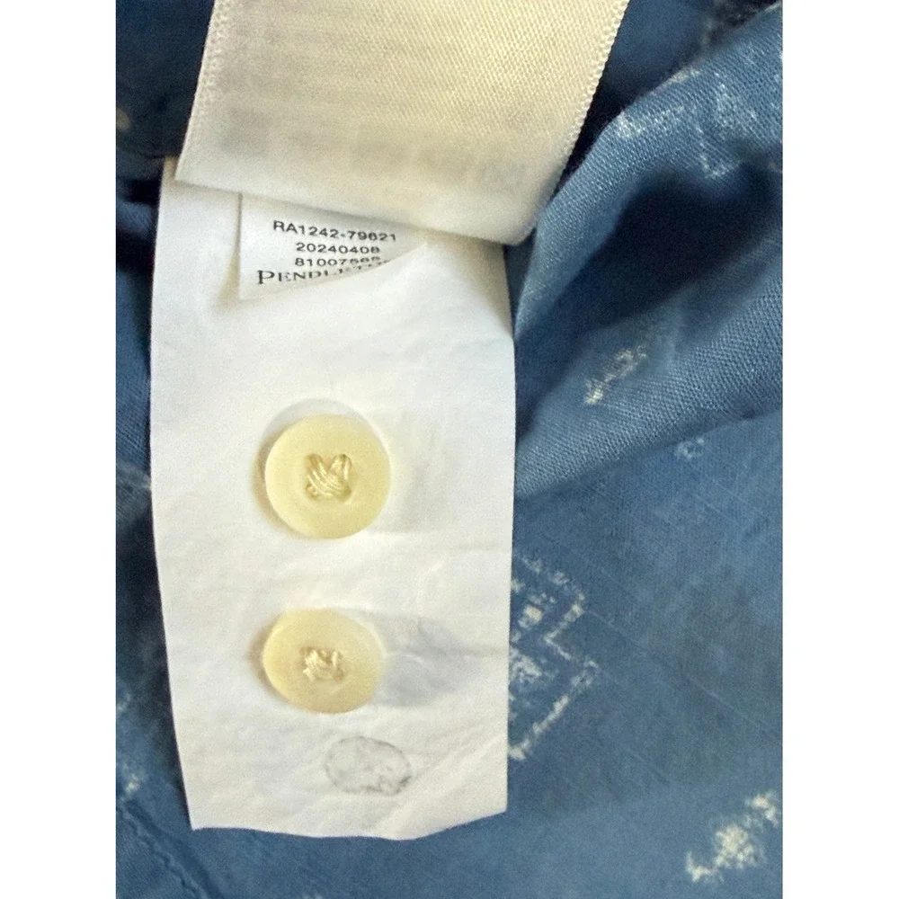 Pendleton Button‎ Down Shirt Mens Medium Blue Southwestern Print Short Sleeve